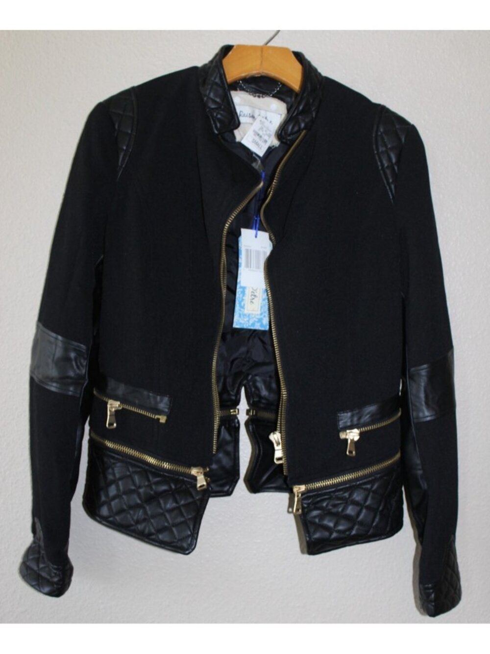Raison D'etre Womens Black Zippers Moto Jacket S NWT